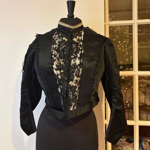 Vintage antique Edwardian 1800s Black Lace Women's Top